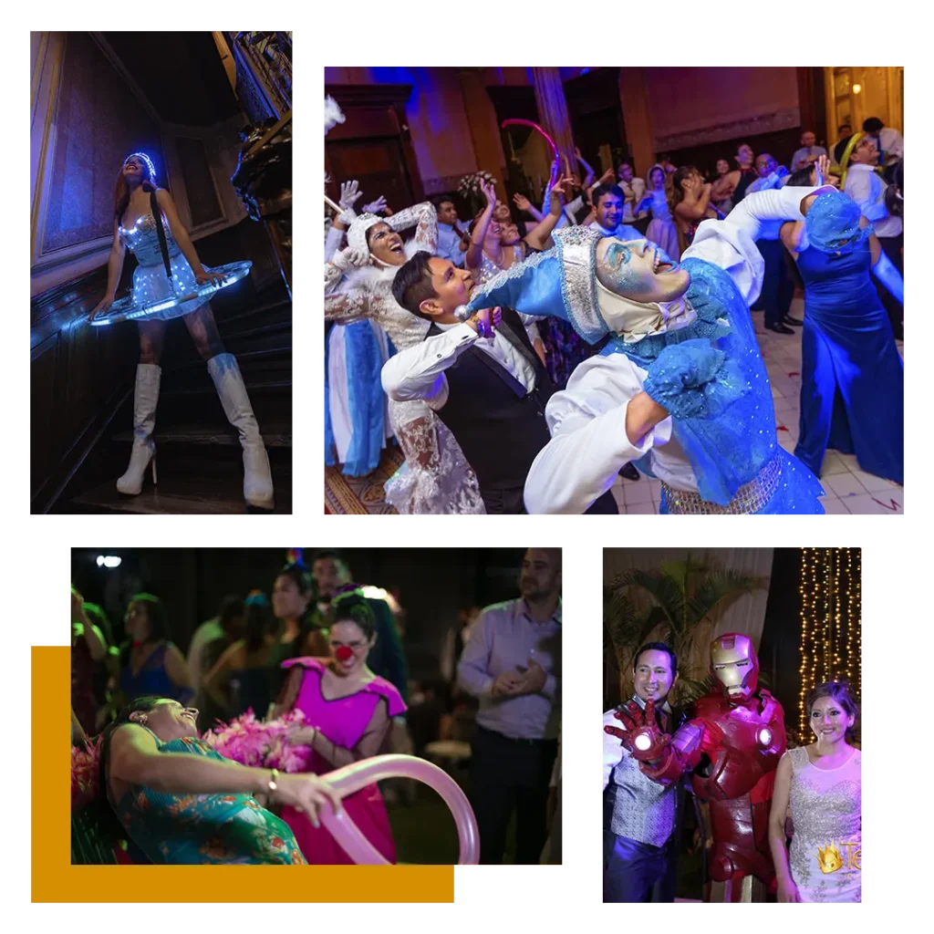 Artistas animando show de hora loca en Lima